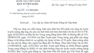 Công văn số 298-CV/BTGĐU ngày 05/02/2025 của Ban Tuyên giáo Đảng ủy Dầu khí Quốc gia Việt Nam
